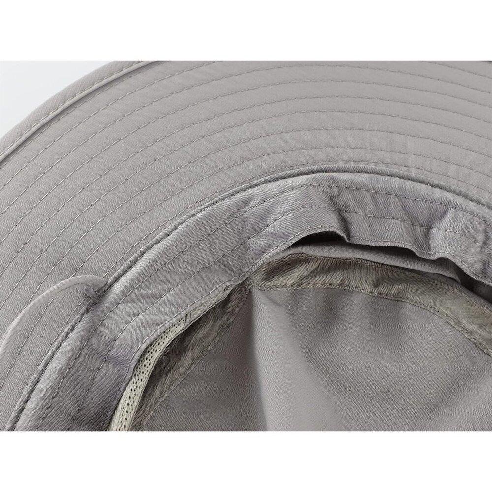 Unisex Light Grey 100%Polyester Wide Brim Mesh Chin Strap Classic Hiking Sun Hat - Picture 6 of 7